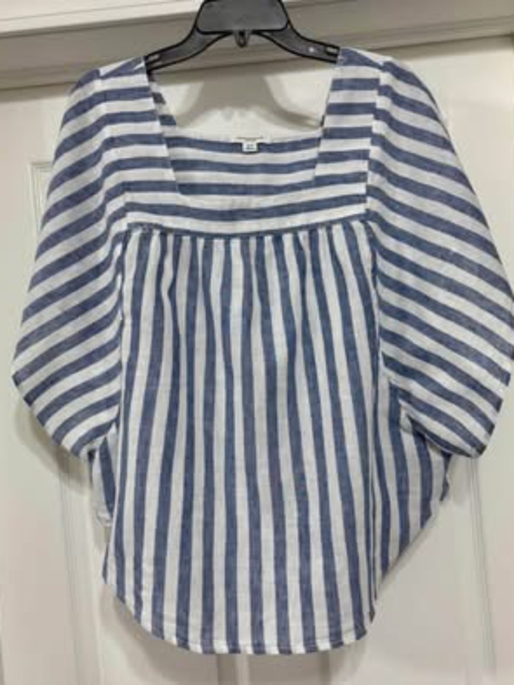 Beach Lunch Lounge Size M Blue Striped Linen Cotton Nautical Flutter Top
